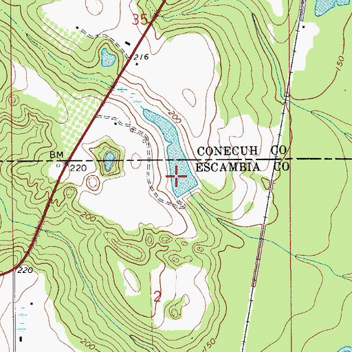 Topographic Map of W J Ellis Dam, AL