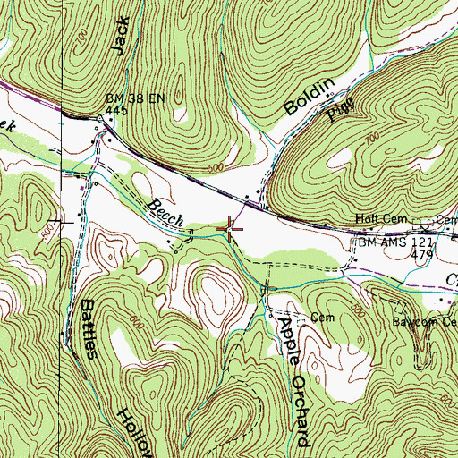 Topographic Map of Pigg Branch, TN