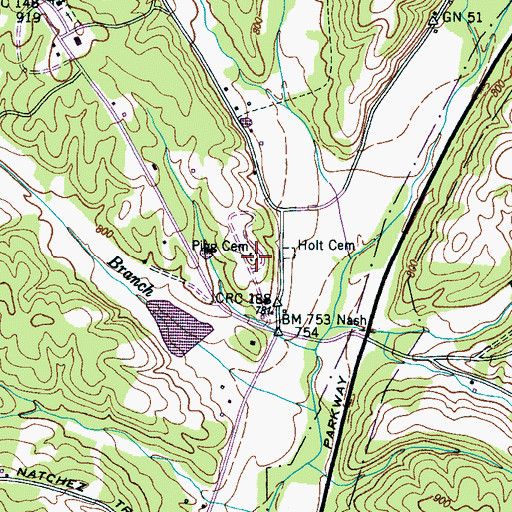 Topographic Map of Pigg Cemetery, TN