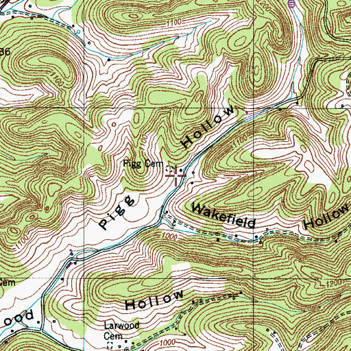 Topographic Map of Pigg Cemetery, TN