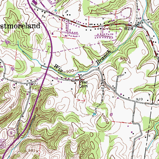 Topographic Map of Pike Cemetery, TN