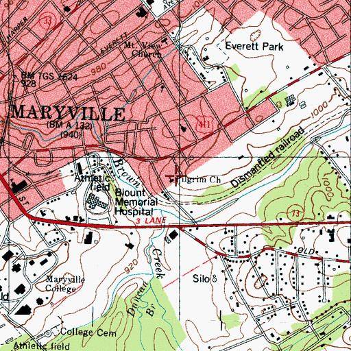 Topographic Map of Pilgrim Church, TN