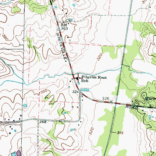Topographic Map of Pilgrim Rest School, TN