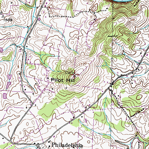 Topographic Map of Pilot Hill, TN