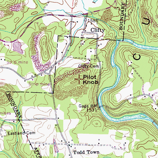 Topographic Map of Pilot Knob, TN