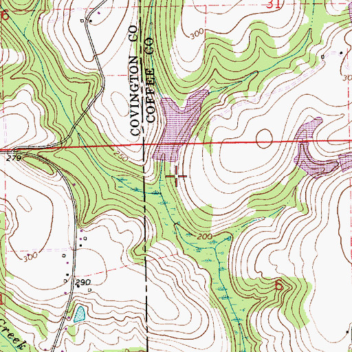 Topographic Map of Mallory Lake Dam, AL