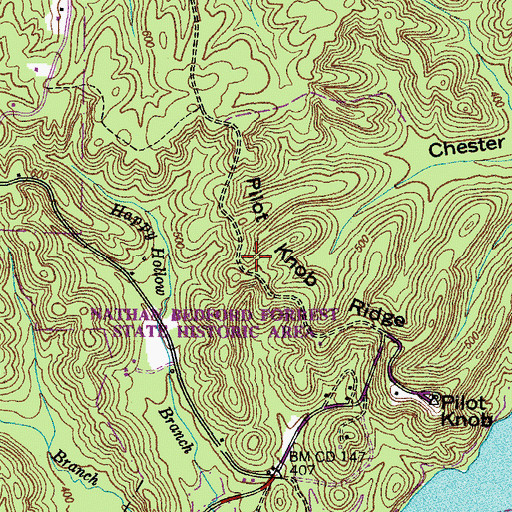 Topographic Map of Pilot Knob Ridge, TN