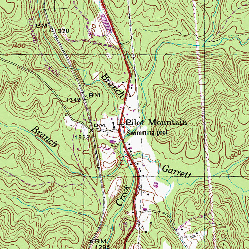 Topographic Map of Pilot Mountain, TN