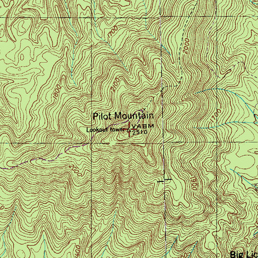 Topographic Map of Pilot Mountain, TN