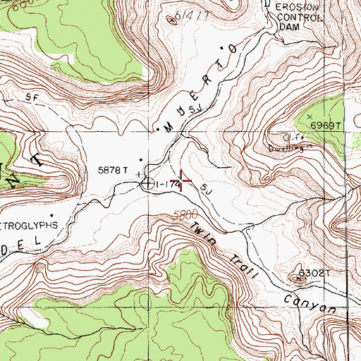 Topographic Map of Twin Trail Canyon, AZ