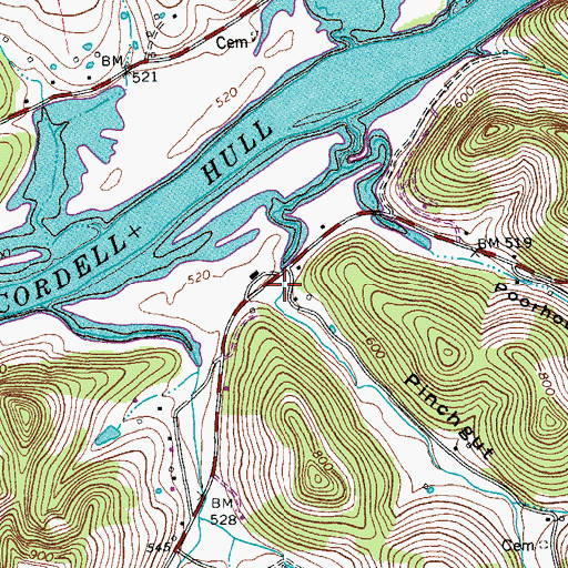 Topographic Map of Pinchgut Hollow, TN