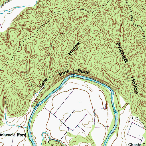 Topographic Map of Pine Bluff, TN