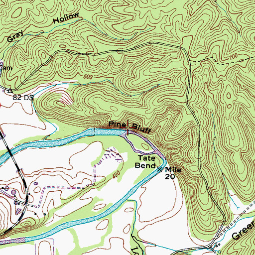 Topographic Map of Pine Bluff, TN