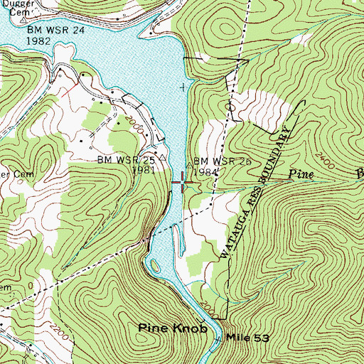 Topographic Map of Pine Bottom Branch, TN
