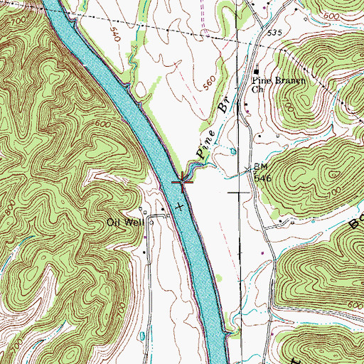 Topographic Map of Pine Branch, TN