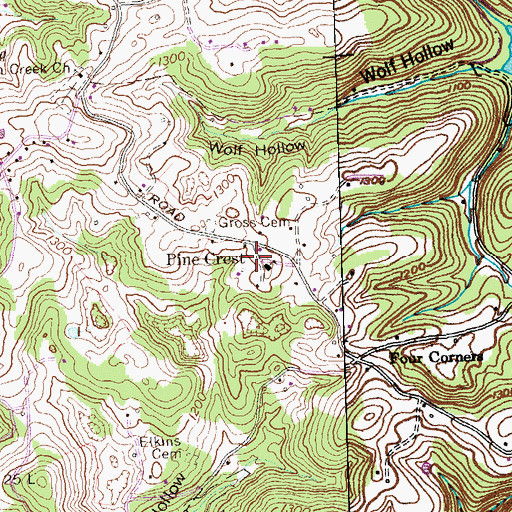 Topographic Map of Pine Crest, TN