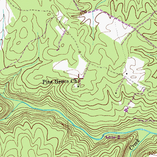 Topographic Map of Pine Grove Church, TN