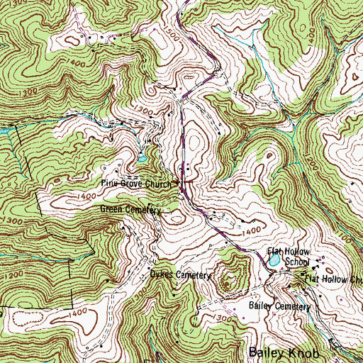 Topographic Map of Pine Grove Church, TN
