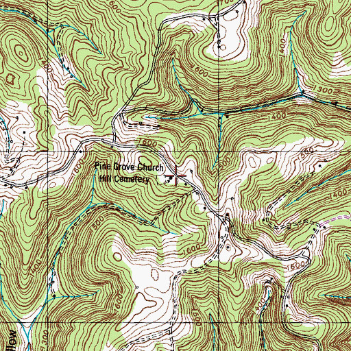 Topographic Map of Pine Grove Church, TN