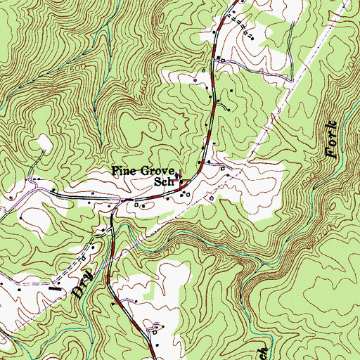 Topographic Map of Pine Grove School, TN