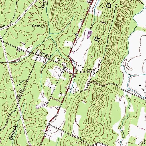 Topographic Map of Pine Hill, TN