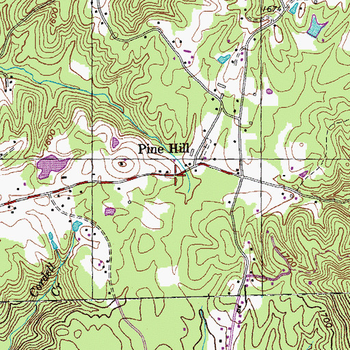 Topographic Map of Pine Hill, TN