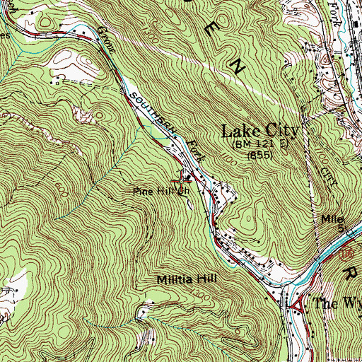 Topographic Map of Pine Hill Baptist Church, TN