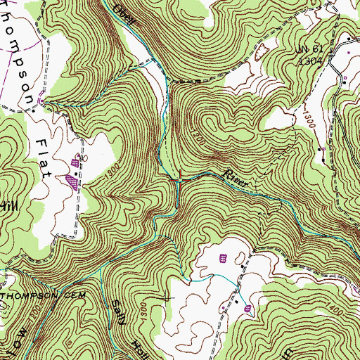 Topographic Map of Pine Hollow, TN