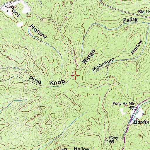 Topographic Map of Pine Knob Ridge, TN