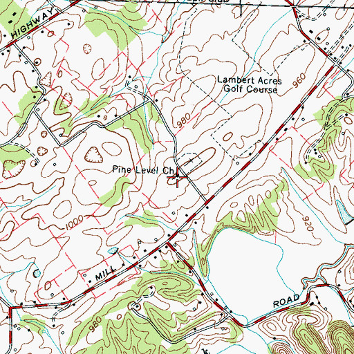 Topographic Map of Pine Level Church, TN