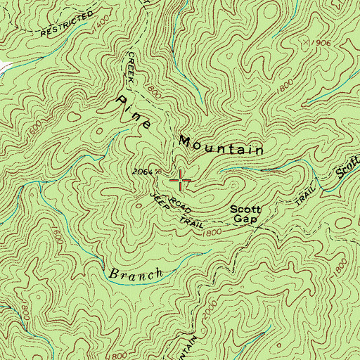 Topographic Map of Pine Mountain, TN