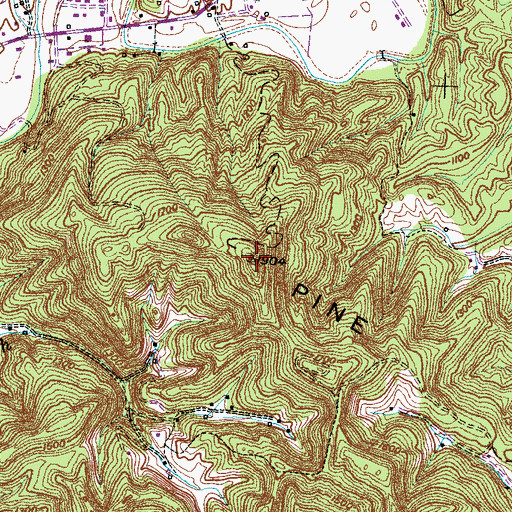 Topographic Map of Pine Mountain, TN