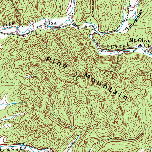 Topographic Map of Pine Mountain, TN
