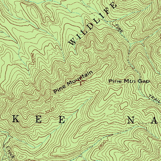 Topographic Map of Pine Mountain, TN