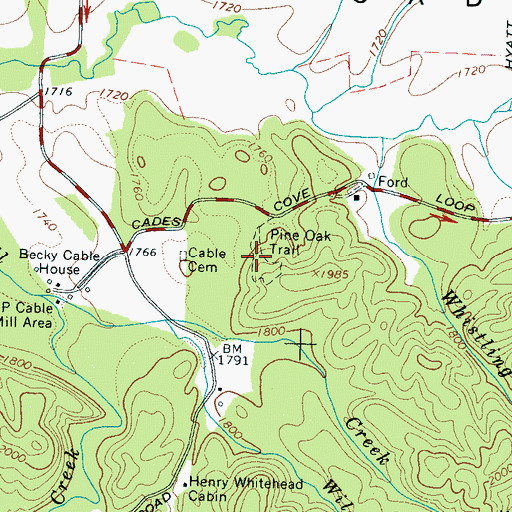 Topographic Map of Pine Oak Trail, TN