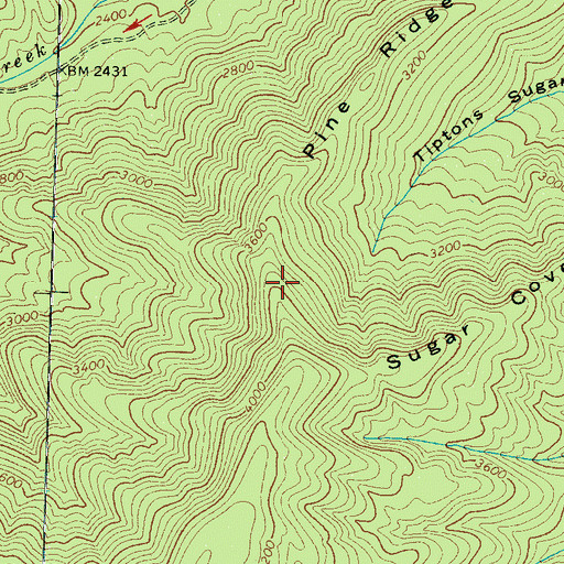 Topographic Map of Pine Ridge, TN