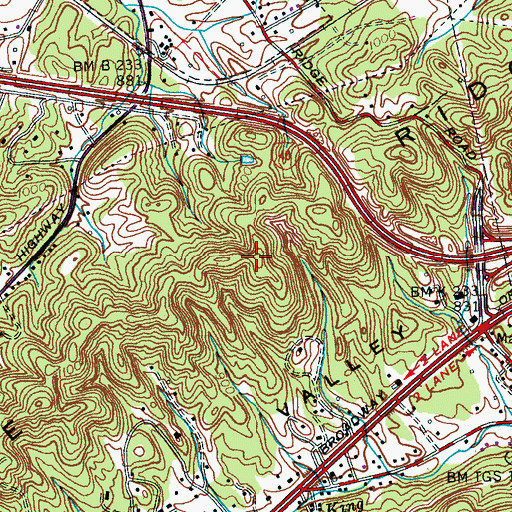 Topographic Map of Pine Ridge, TN