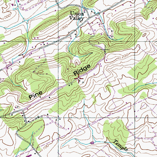 Topographic Map of Pine Ridge, TN