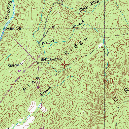 Topographic Map of Pine Ridge, TN
