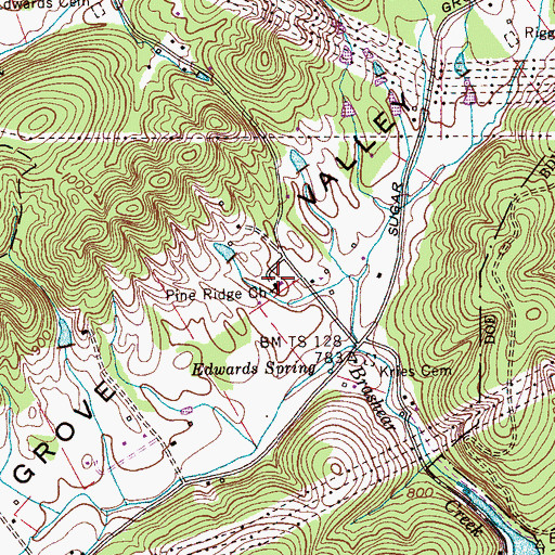 Topographic Map of Pine Ridge Church, TN