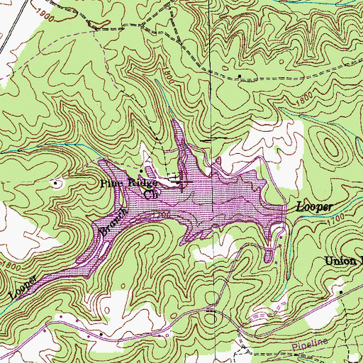 Topographic Map of Pine Ridge Church, TN