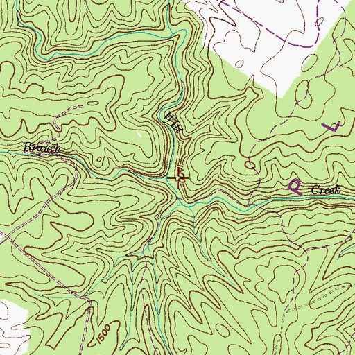 Topographic Map of Pine Thicket Branch, TN