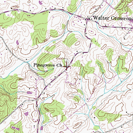 Topographic Map of Pinegrove Church, TN