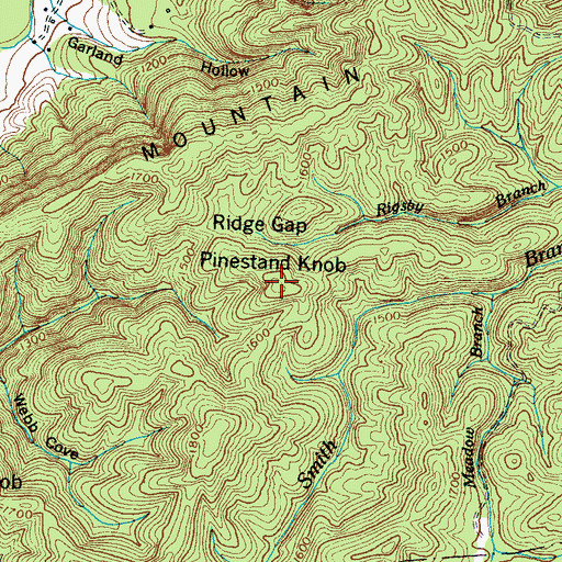 Topographic Map of Pinestand Knob, TN