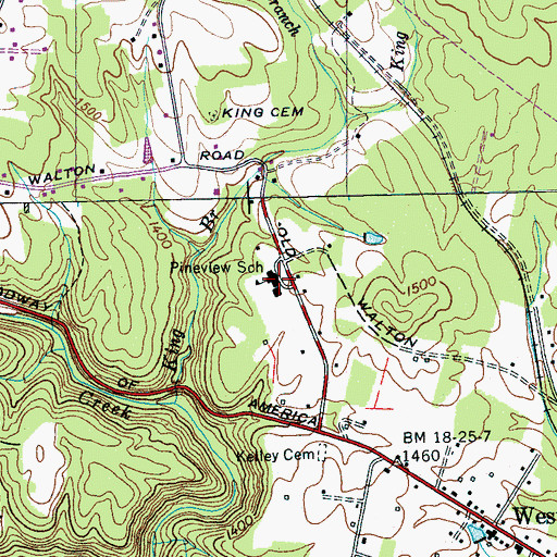 Topographic Map of Pineview School, TN