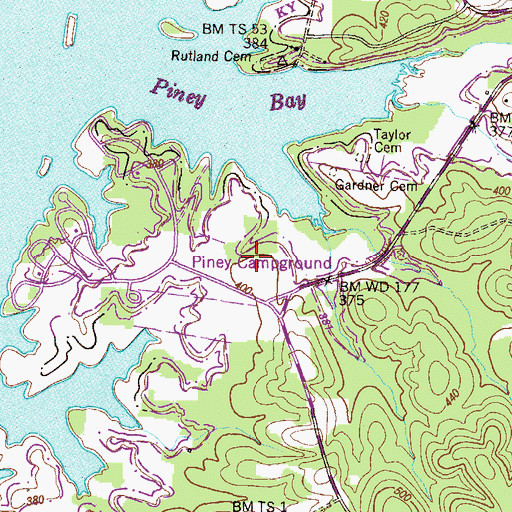 Topographic Map of Piney Campground, TN