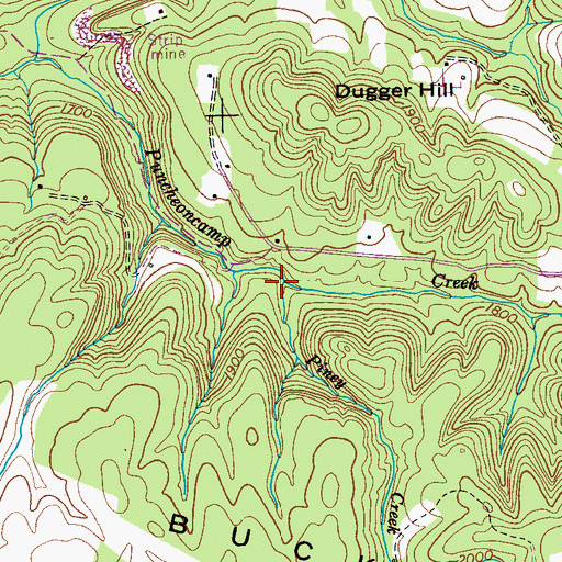Topographic Map of Piney Creek, TN