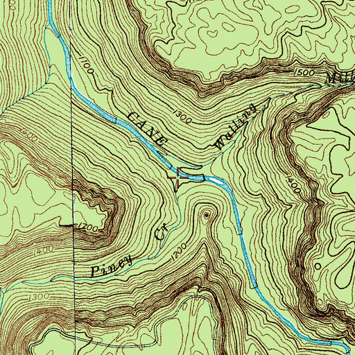 Topographic Map of Piney Creek, TN