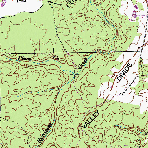 Topographic Map of Piney Creek, TN