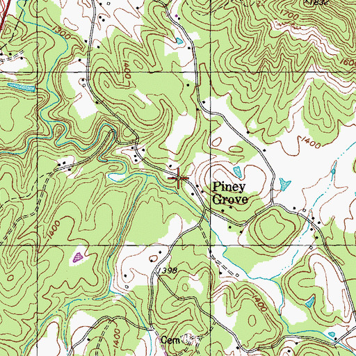 Topographic Map of Piney Grove Church, TN